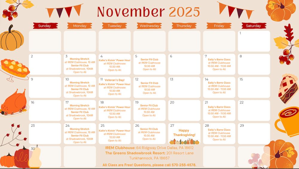 November Fitness Classes - CIP Rehabilitation